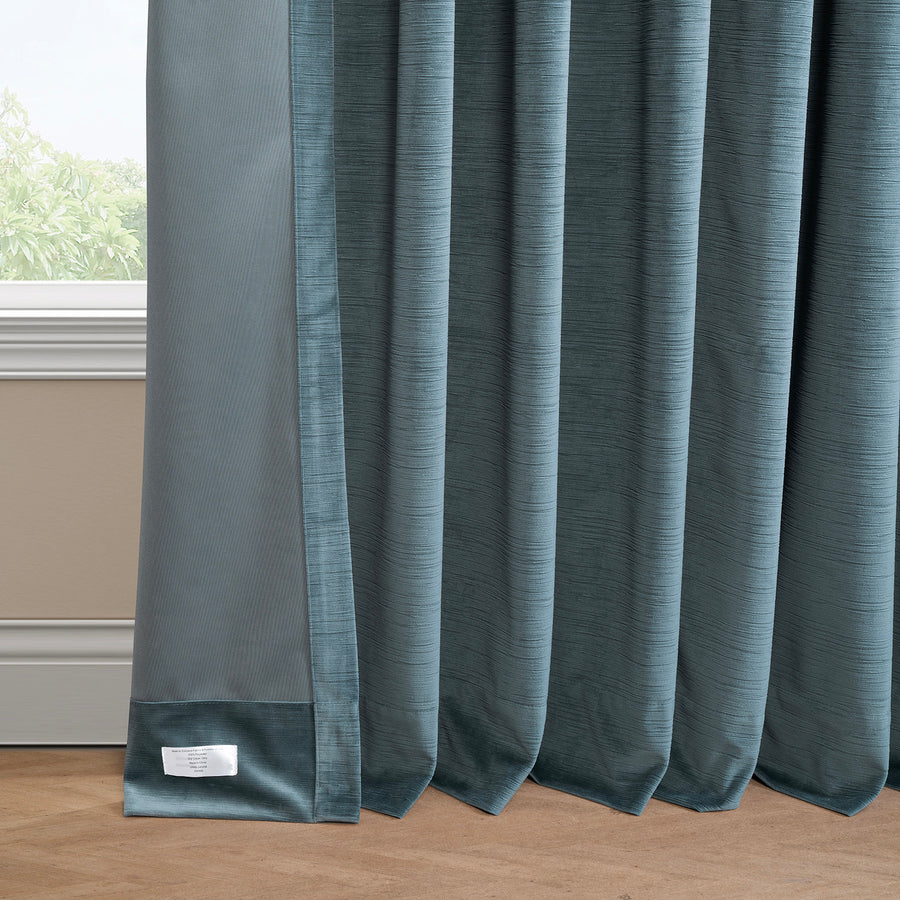 Deep Slate Blue Ravello Burnout Velvet Room Darkening Curtain