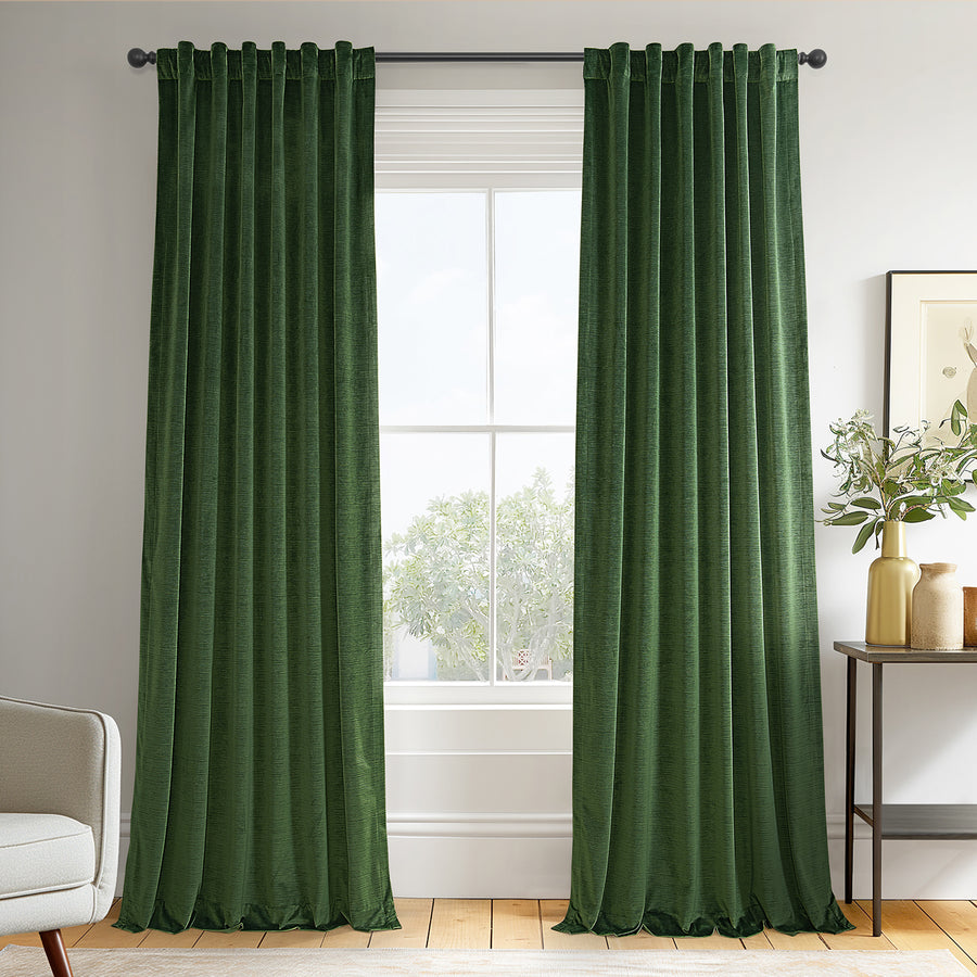 Green Ravello Burnout Velvet Room Darkening Curtain