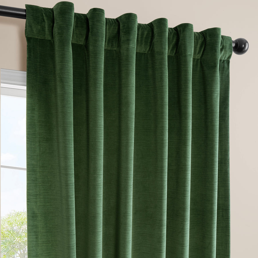 Green Ravello Burnout Velvet Room Darkening Curtain