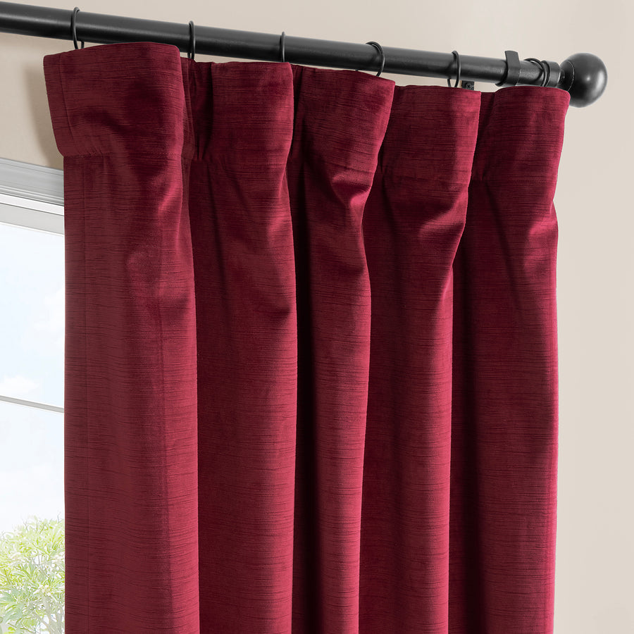 Dark Red Ravello Burnout Velvet Room Darkening Curtain