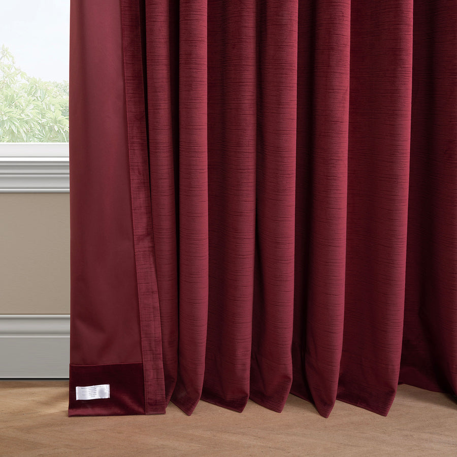 Dark Red Ravello Burnout Velvet Room Darkening Curtain