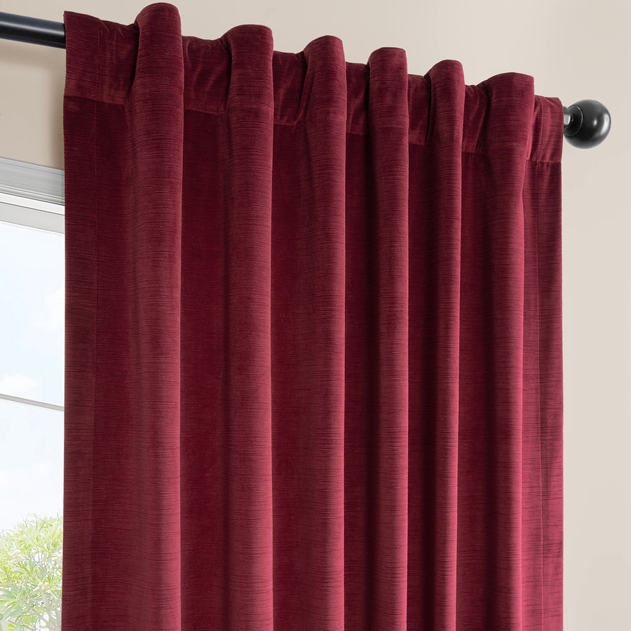 Dark Red Ravello Burnout Velvet Room Darkening Curtain