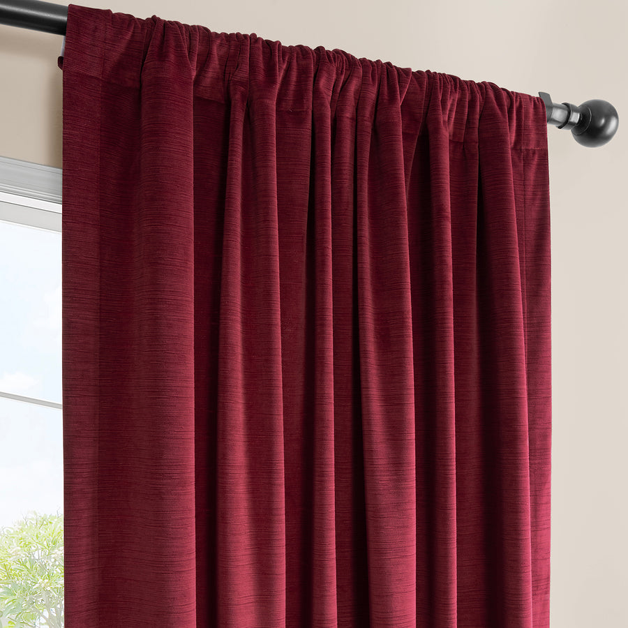 Dark Red Ravello Burnout Velvet Room Darkening Curtain