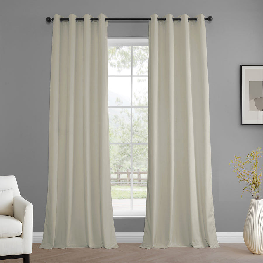 Off-White Grommet Simply Velvet Curtain Pair (2 Panels)