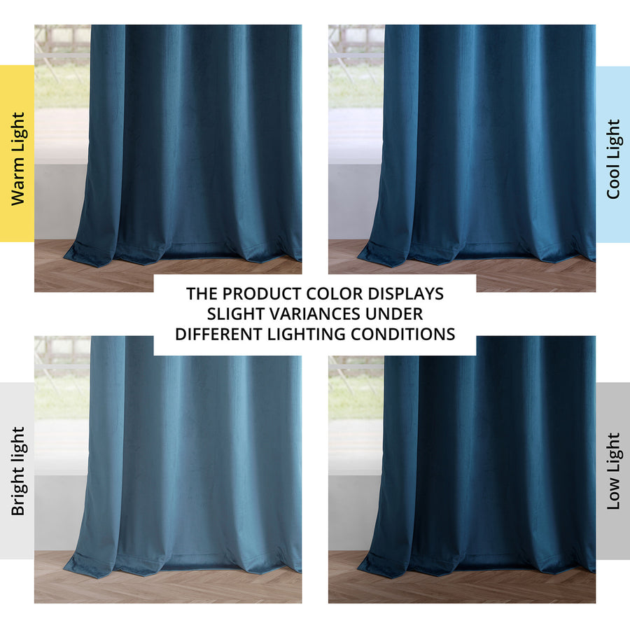 Dark Blue Grommet Simply Velvet Curtain Pair (2 Panels)