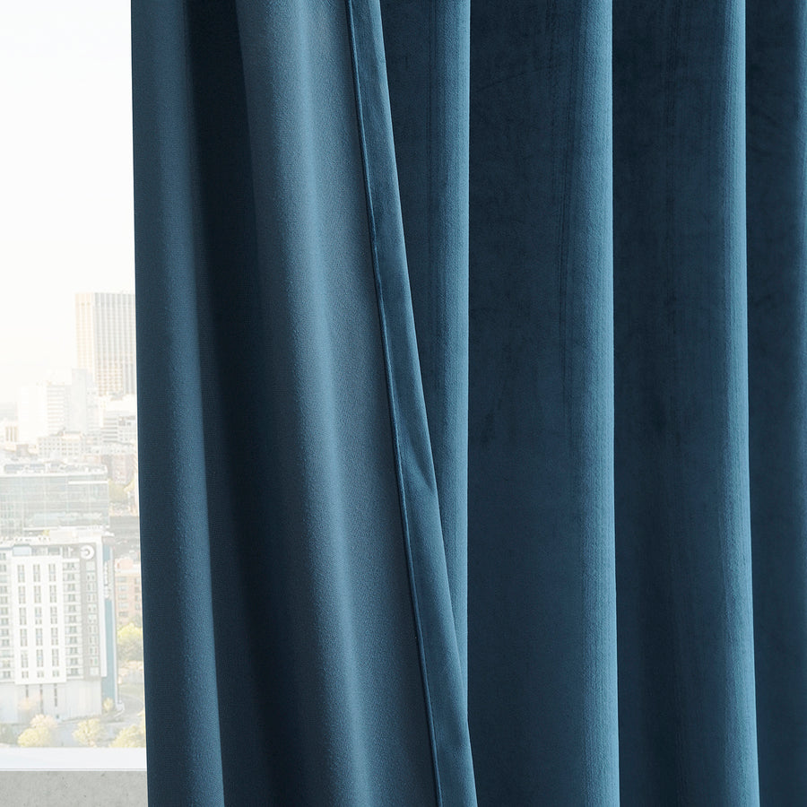 Dark Blue Grommet Simply Velvet Curtain Pair (2 Panels)