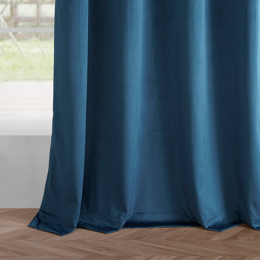 Dark Blue Grommet Simply Velvet Curtain Pair (2 Panels)