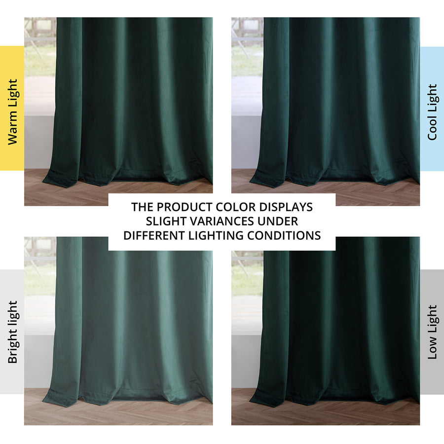 Deep Green Grommet Simply Velvet Curtain Pair (2 Panels)