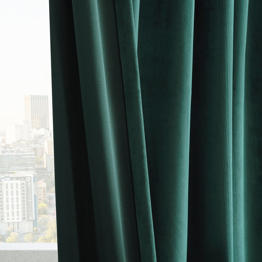 Deep Green Grommet Simply Velvet Curtain Pair (2 Panels)