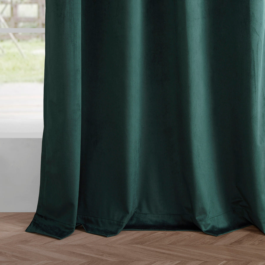 Deep Green Grommet Simply Velvet Curtain Pair (2 Panels)