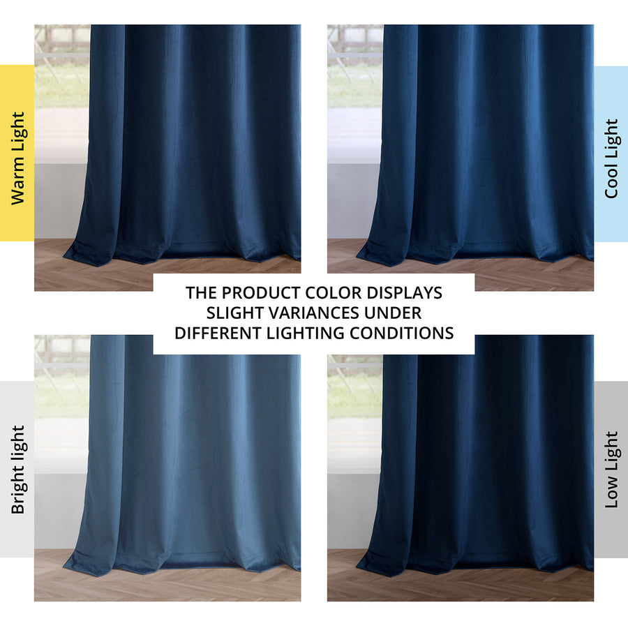 Deep Cobalt Blue Grommet Simply Velvet Curtain Pair (2 Panels)