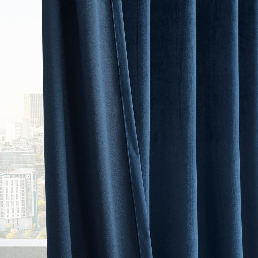 Deep Cobalt Blue Grommet Simply Velvet Curtain Pair (2 Panels)