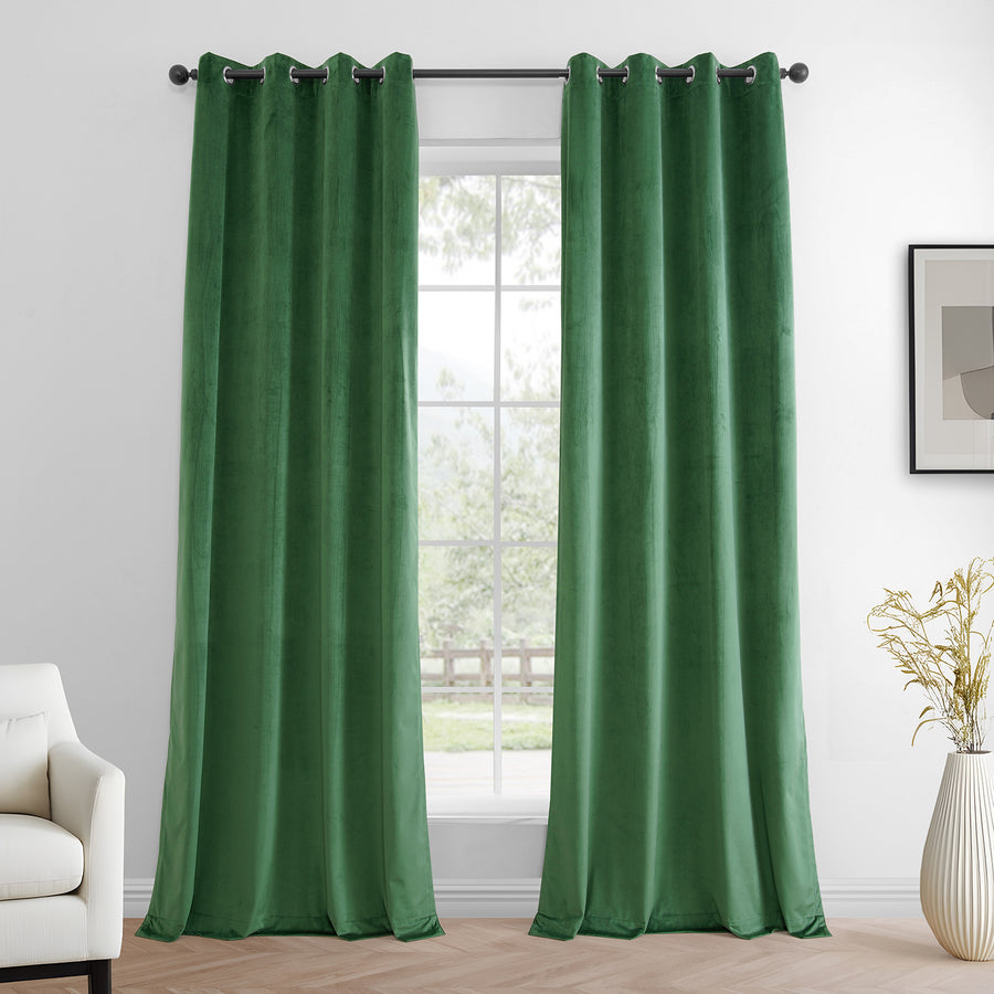 Green Grommet Simply Velvet Curtain Pair (2 Panels)