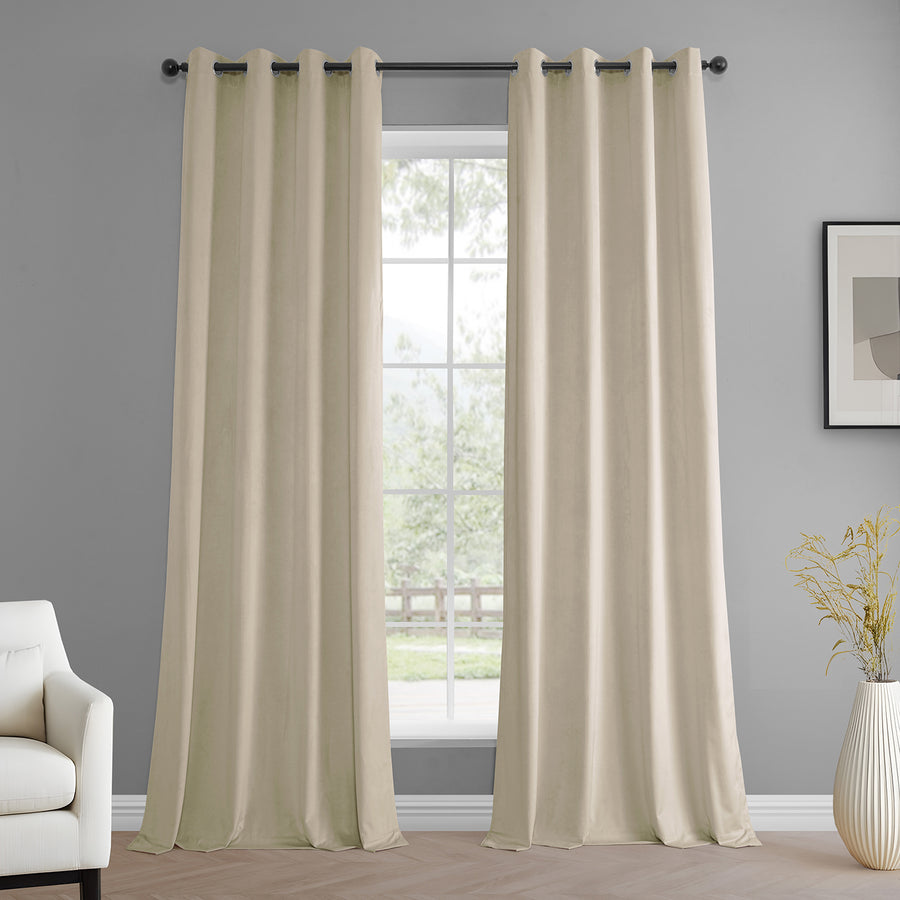 Light Ivory Grommet Simply Velvet Curtain Pair (2 Panels)