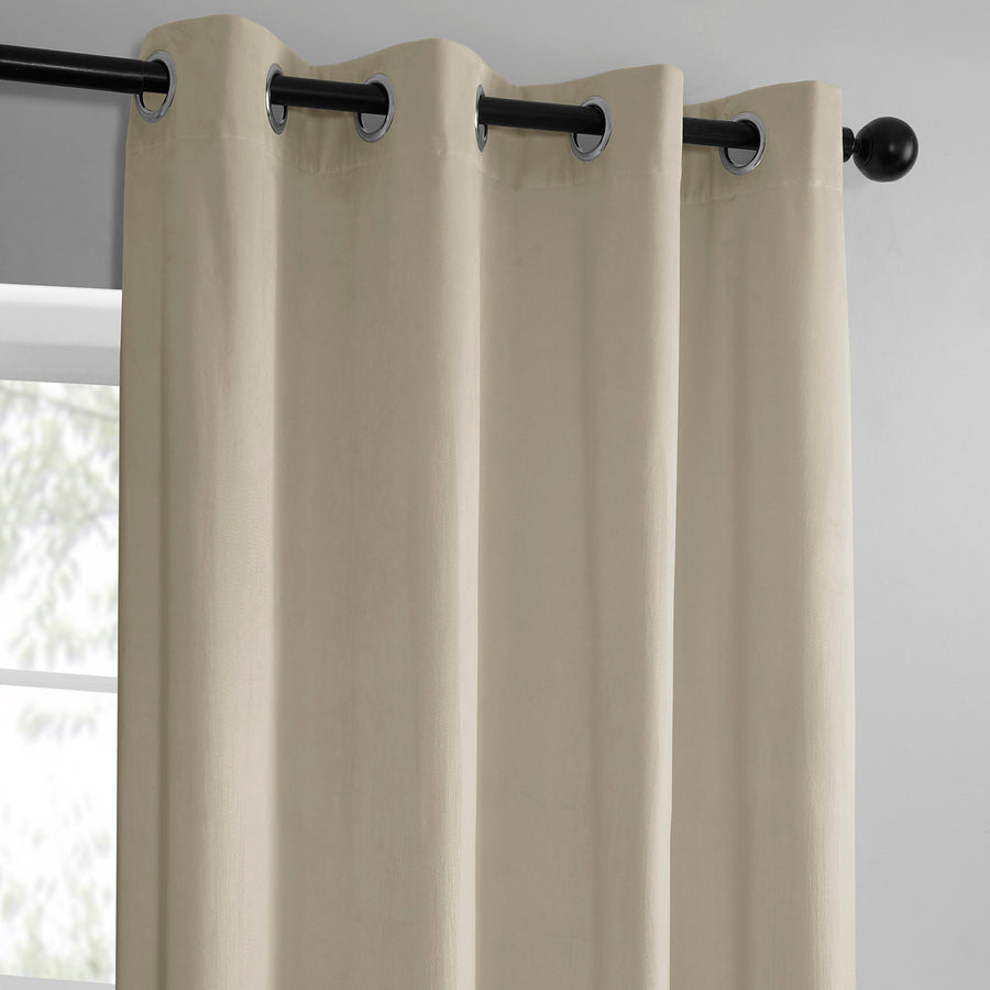 Light Ivory Grommet Simply Velvet Curtain Pair (2 Panels)