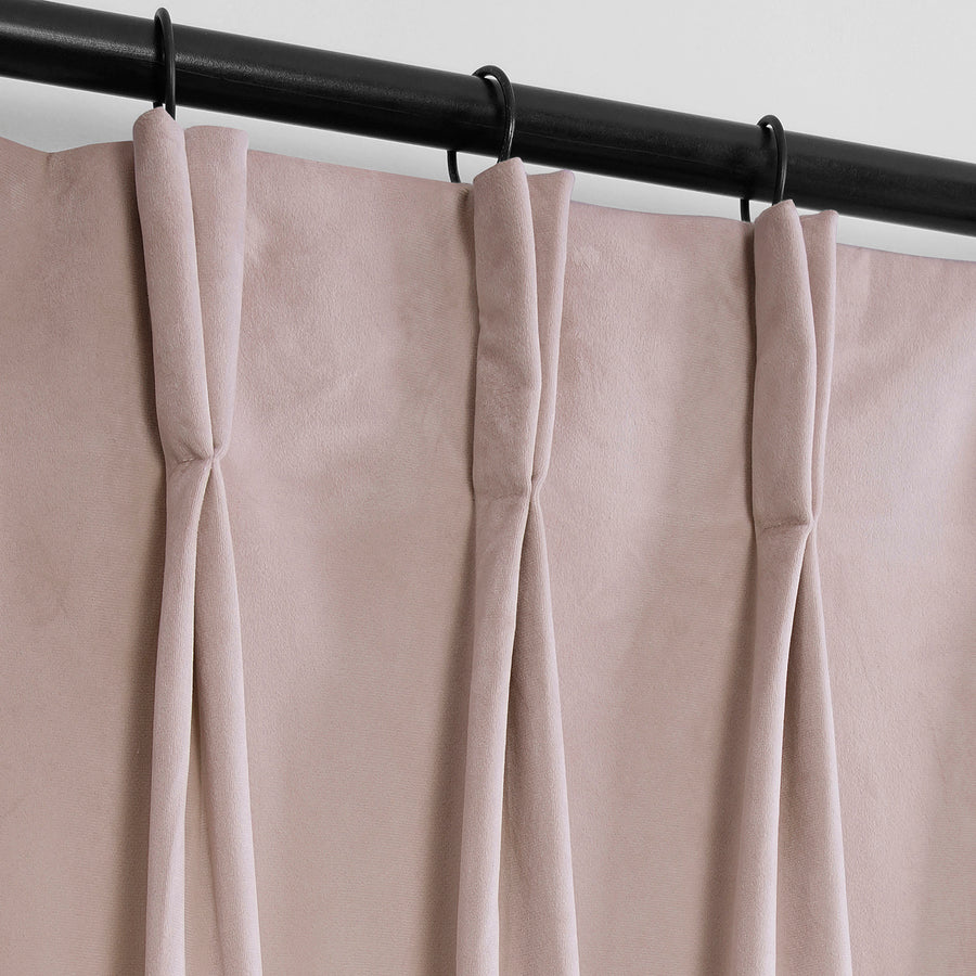 Ballet Pink French Pleat Heritage Plush Velvet Room Darkening Curtain