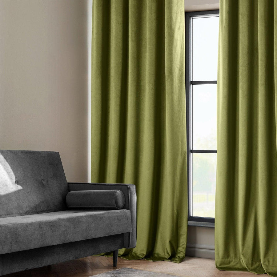 Retro Green Heritage Plush Velvet Custom Curtain