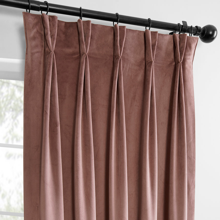 Wild Rose French Pleat Heritage Plush Velvet Room Darkening Curtain