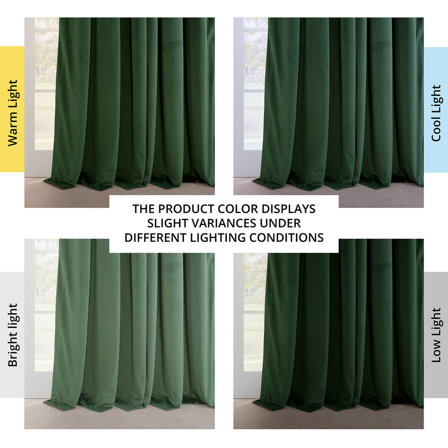 Eden Green French Pleat Heritage Plush Velvet Room Darkening Curtain