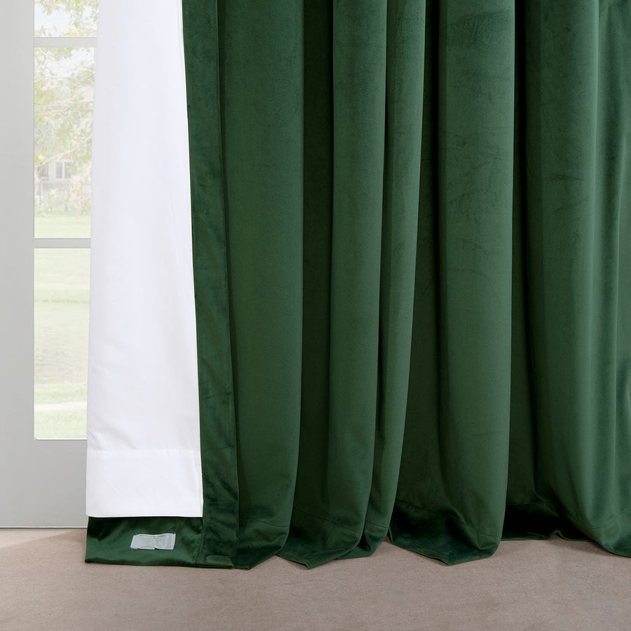 Eden Green French Pleat Heritage Plush Velvet Room Darkening Curtain