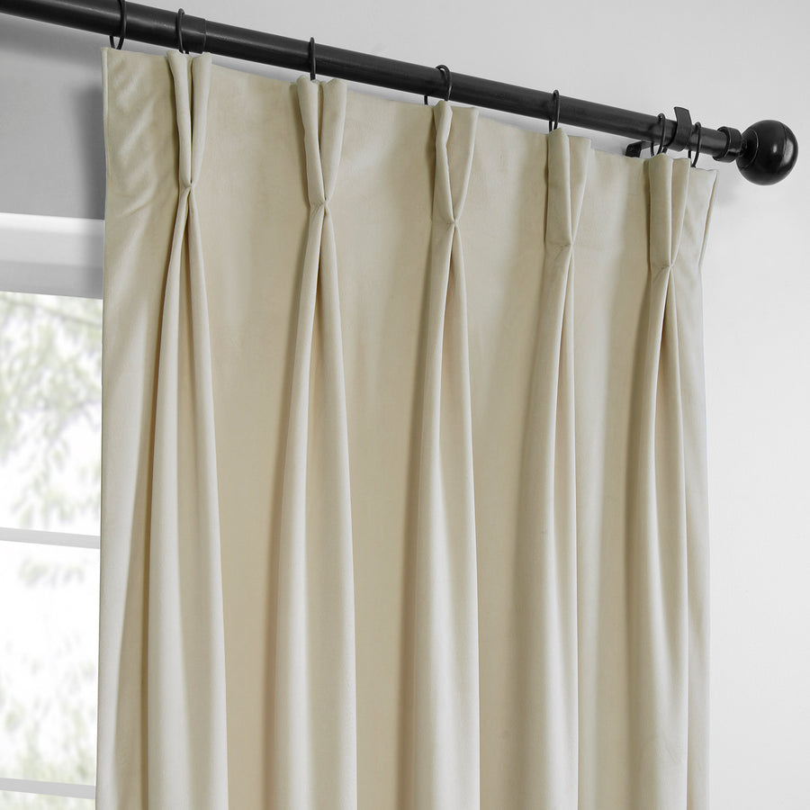 Au Lait Crème French Pleat Heritage Plush Velvet Room Darkening Curtain