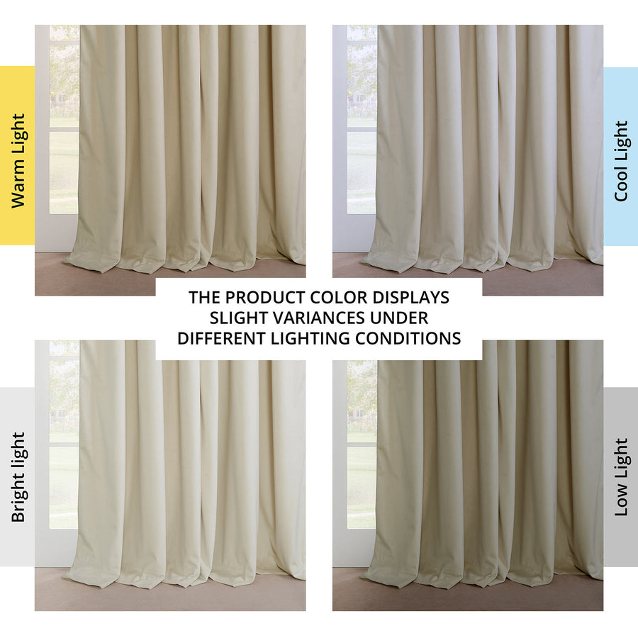 Au Lait Crème French Pleat Heritage Plush Velvet Room Darkening Curtain