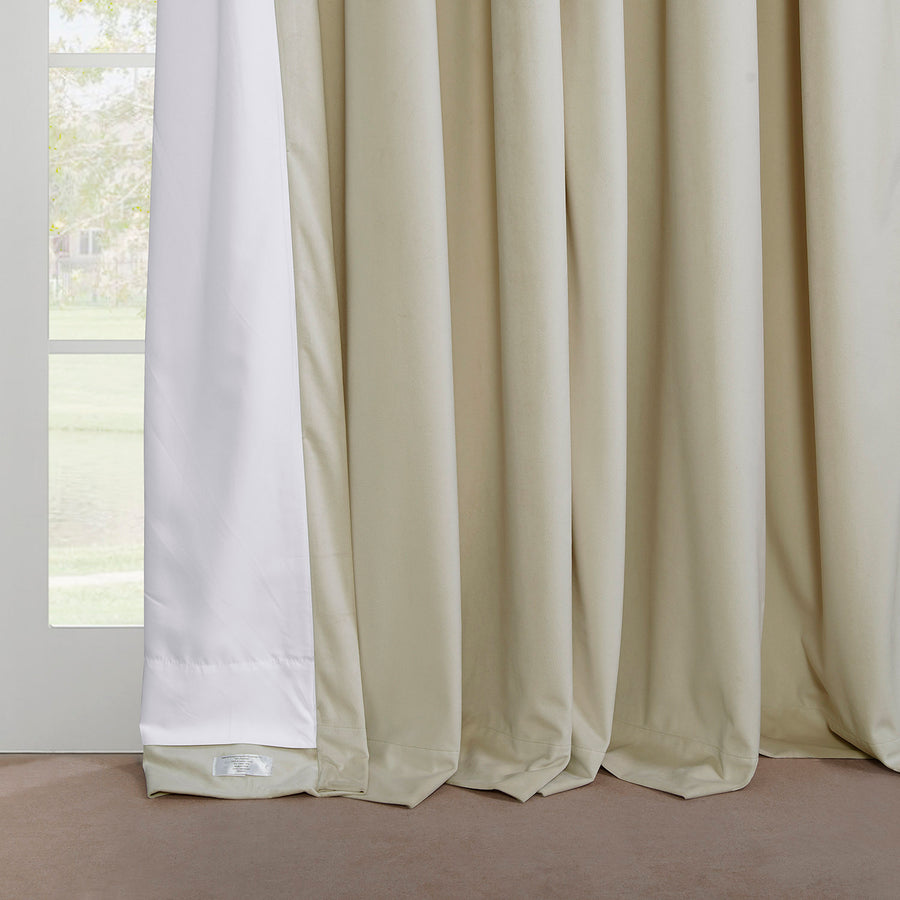 Au Lait Crème French Pleat Heritage Plush Velvet Room Darkening Curtain