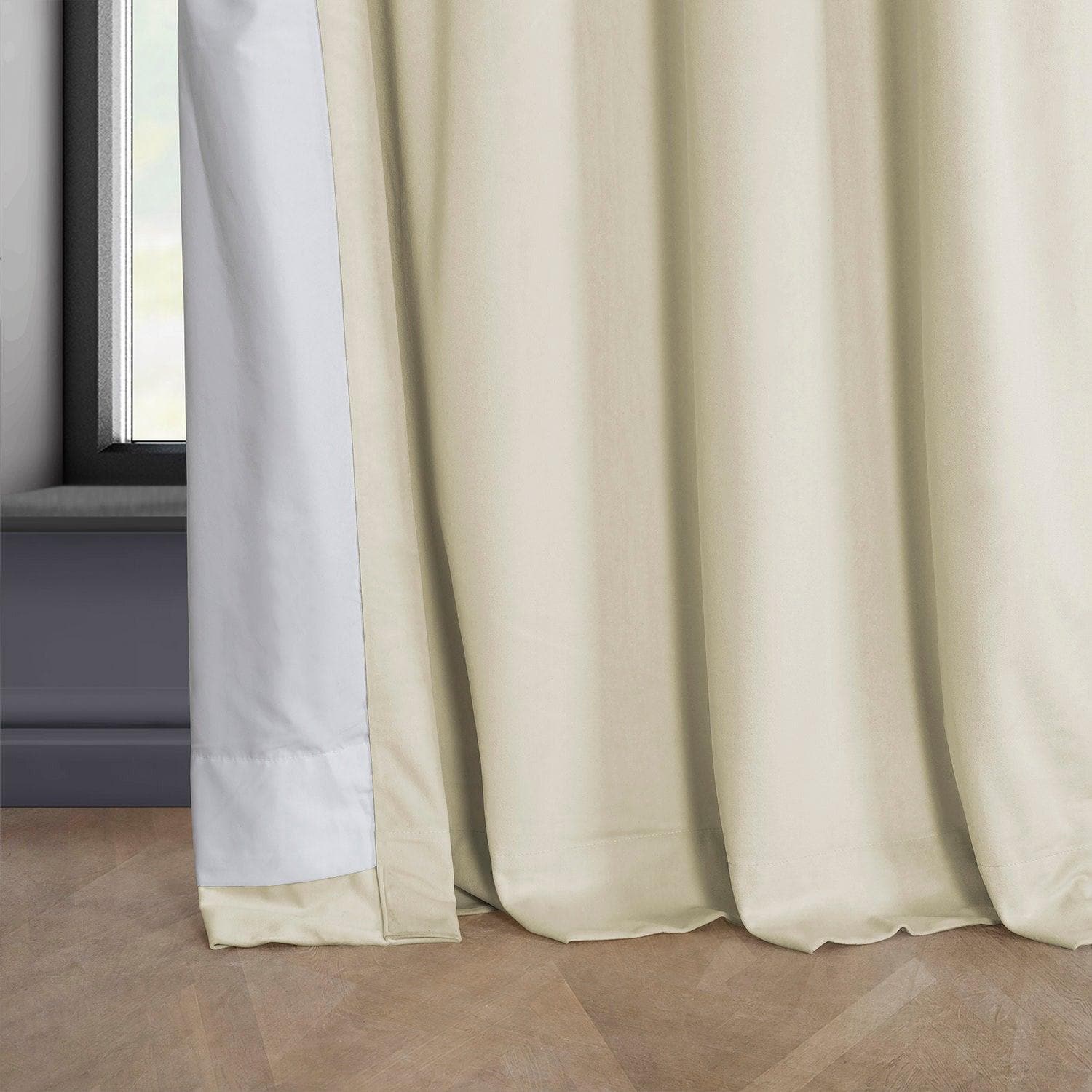 Au Lait Crème Grommet Heritage Plush Velvet Room Darkening Curtain