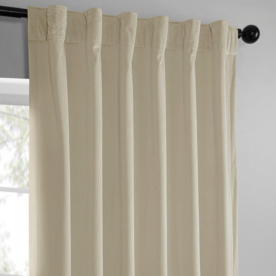 Au Lait Crème Heritage Plush Velvet Room Darkening Curtain - HalfPriceDrapes.com