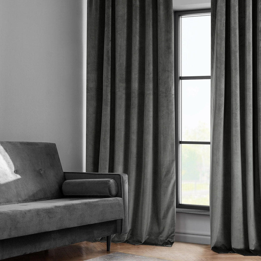 Pepper Grey Heritage Plush Velvet Custom Curtain