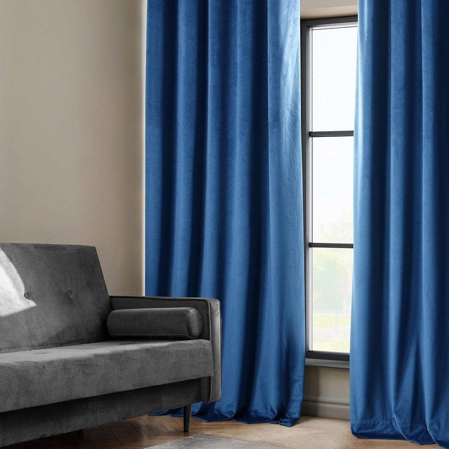 Pisces Blue Heritage Plush Velvet Custom Curtain