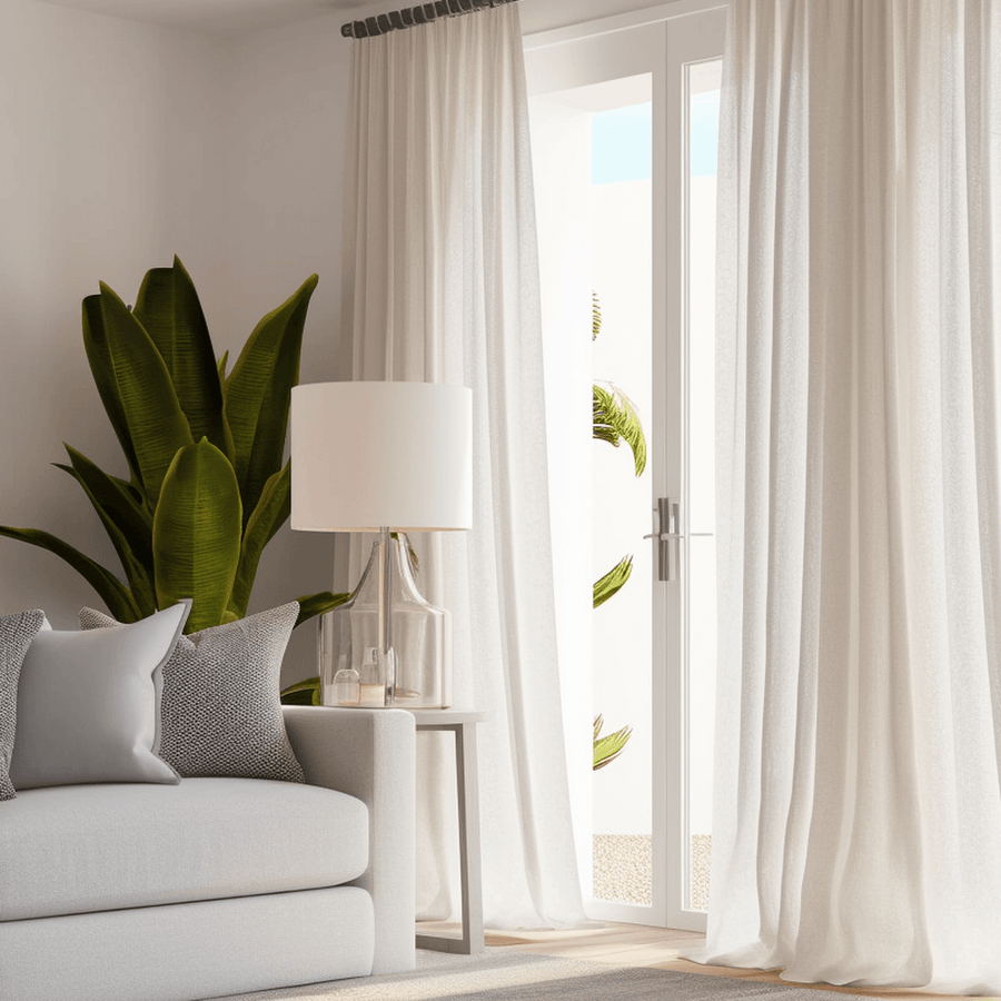 Gardenia Textured Faux Linen Sheer Custom Curtain