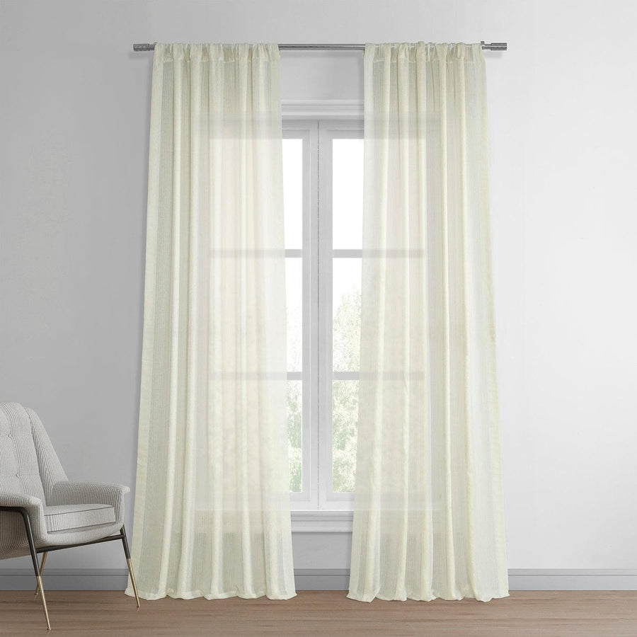 Antigua Cream Striped Linen Sheer Curtain - HalfPriceDrapes.com