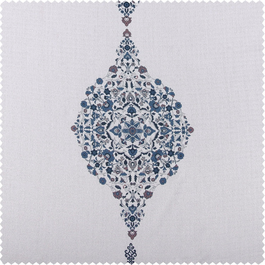 Karachi Navy Printed Faux Linen Swatch - HalfPriceDrapes.com