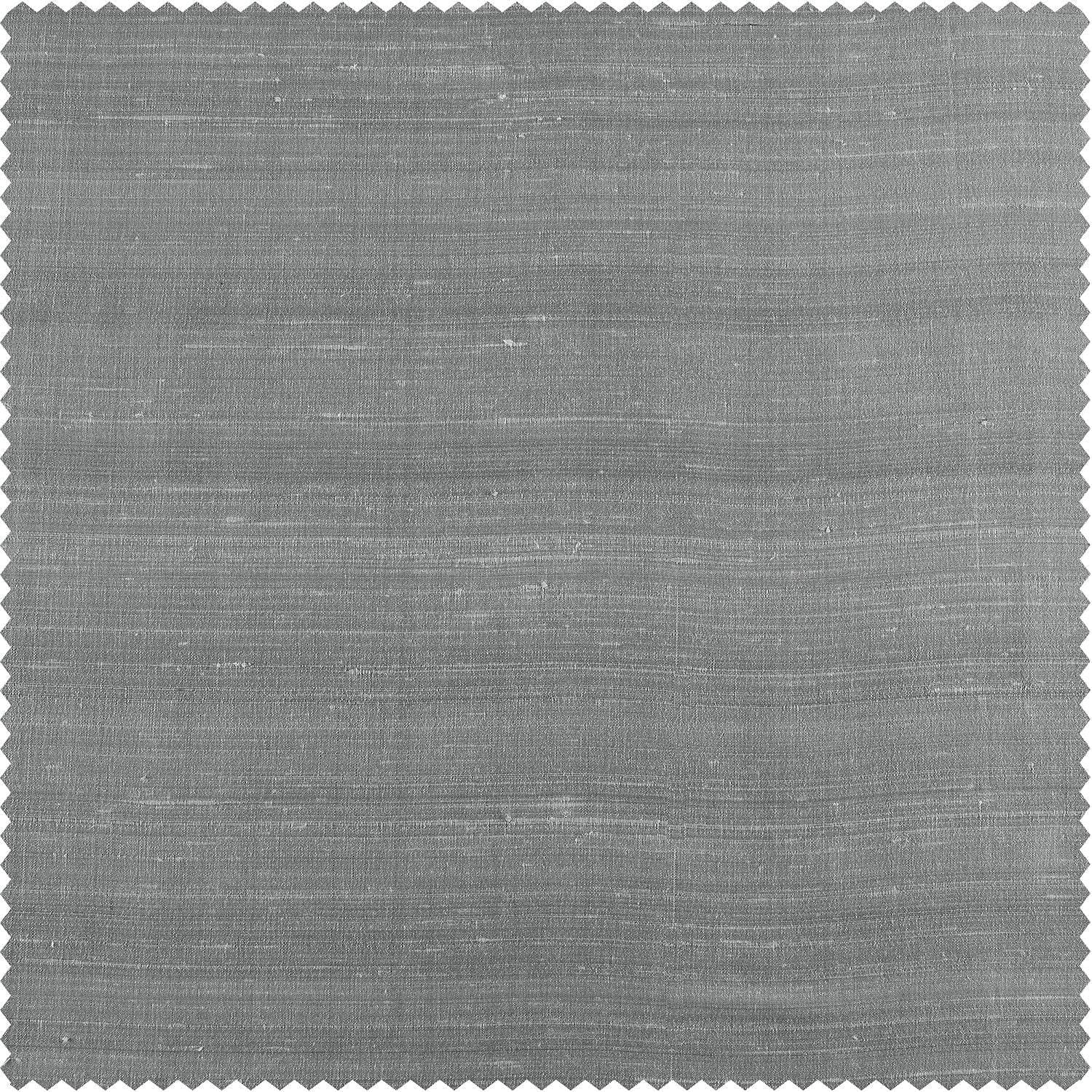 Mineral Grey Textured Dupioni Silk Room Darkening Curtain