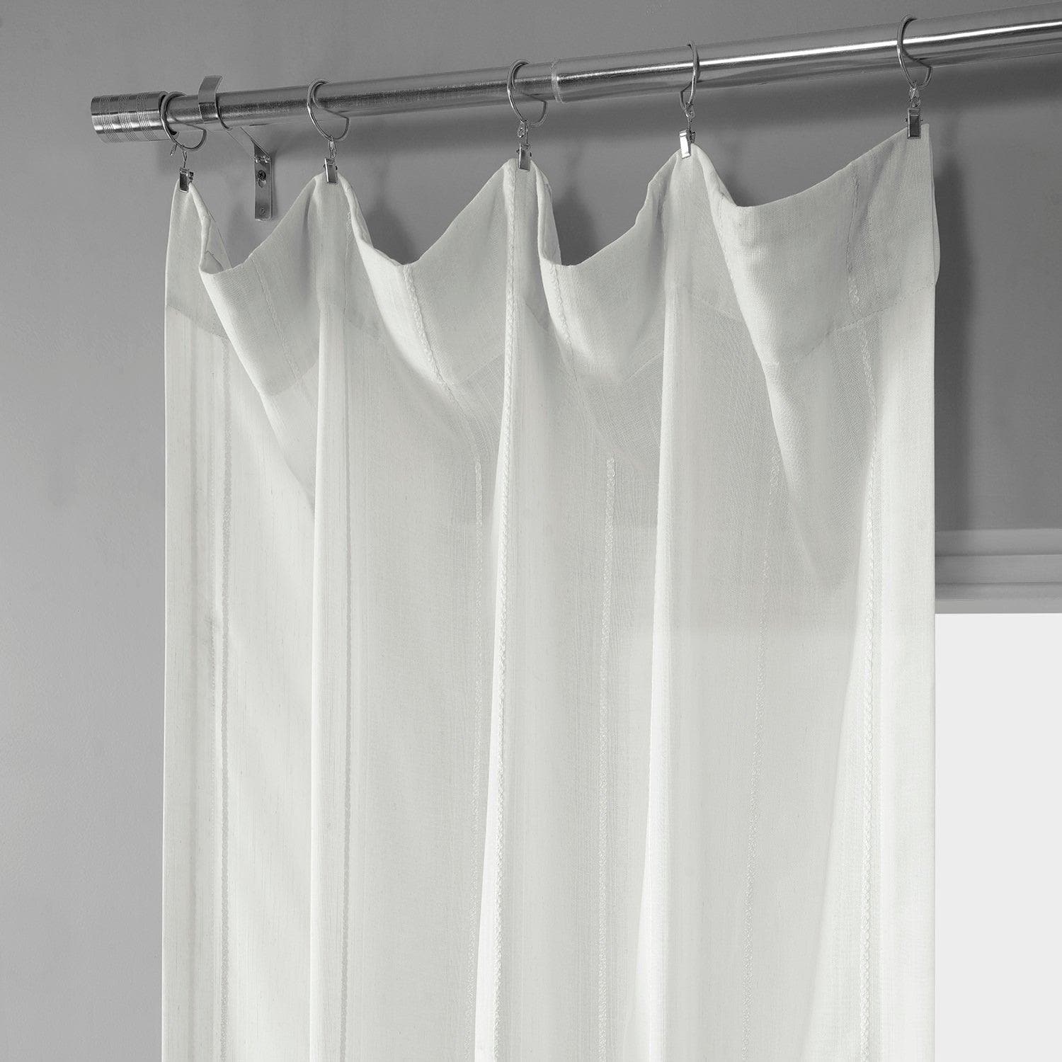 Aruba Cream Striped Linen Sheer Curtain