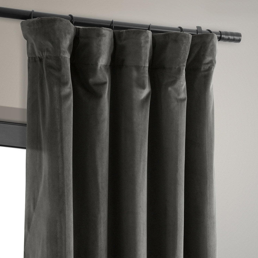 Colbalt Grey Signature Velvet Room Darkening Curtain Pair (2 Panels) - HalfPriceDrapes.com