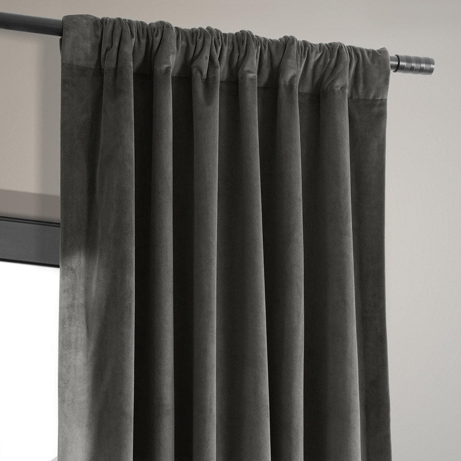 Colbalt Grey Signature Velvet Room Darkening Curtain Pair (2 Panels) - HalfPriceDrapes.com