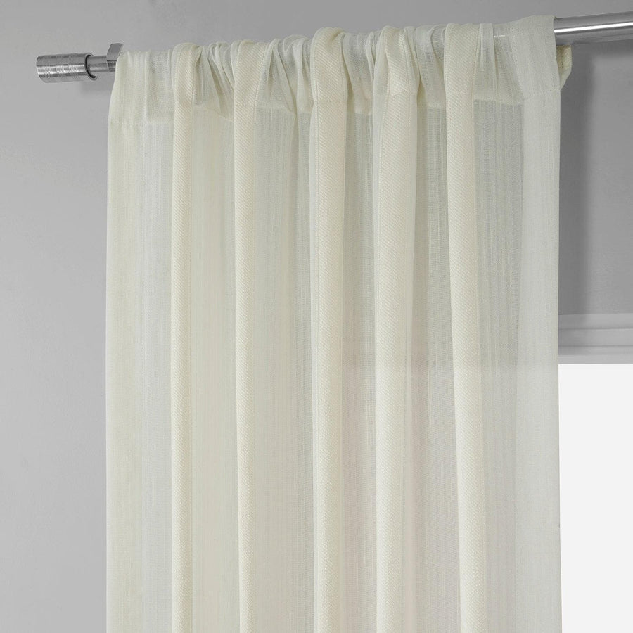 Antigua Cream Striped Linen Sheer Curtain - HalfPriceDrapes.com