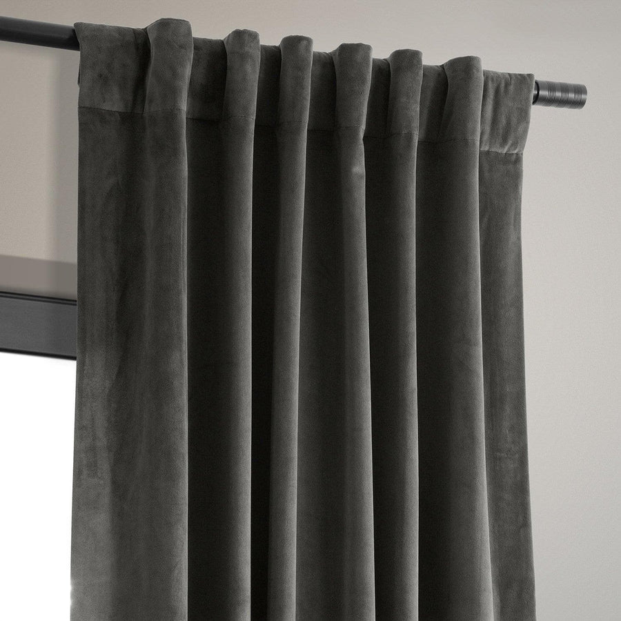 Colbalt Grey Signature Velvet Room Darkening Curtain Pair (2 Panels) - HalfPriceDrapes.com