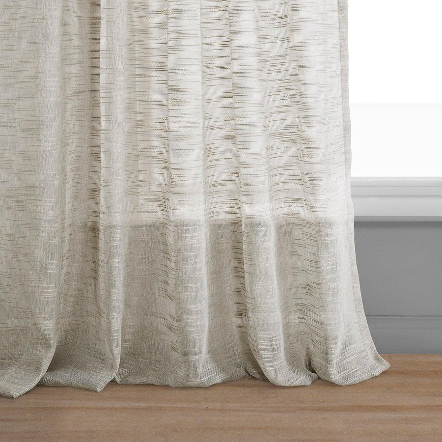 Textured Stripe Sheer Linen (White/Natural)