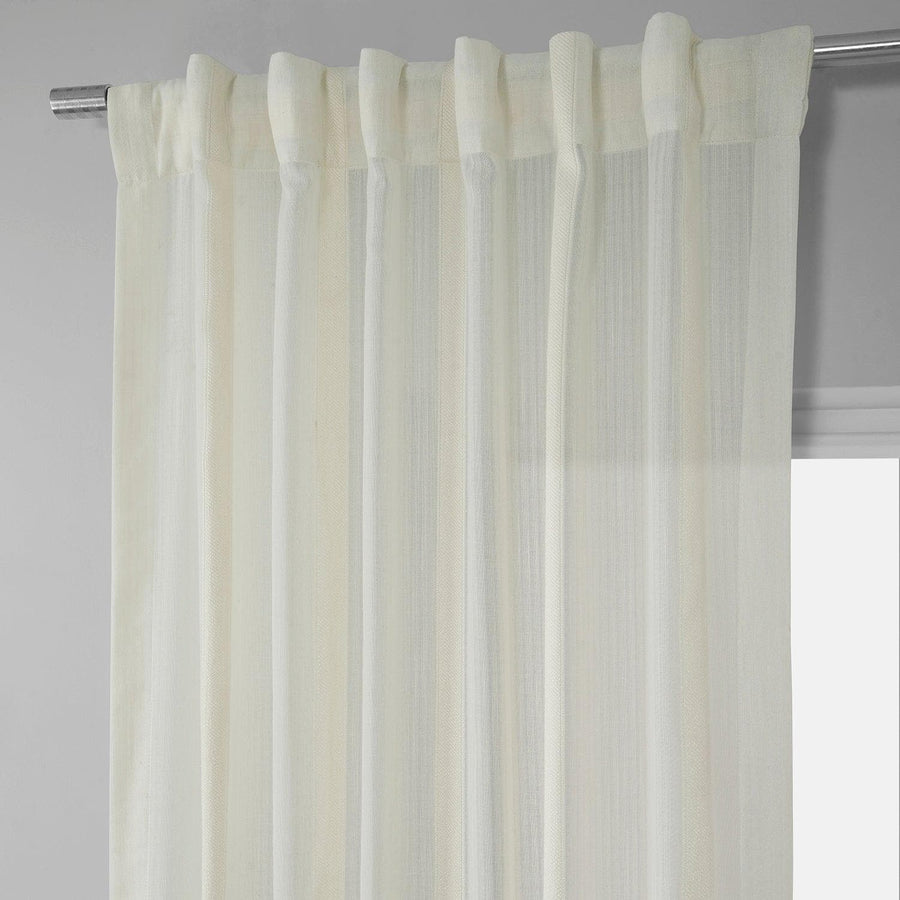 Antigua Cream Striped Linen Sheer Curtain - HalfPriceDrapes.com