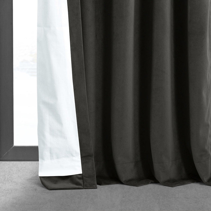 Colbalt Grey Signature Velvet Room Darkening Curtain Pair (2 Panels) - HalfPriceDrapes.com