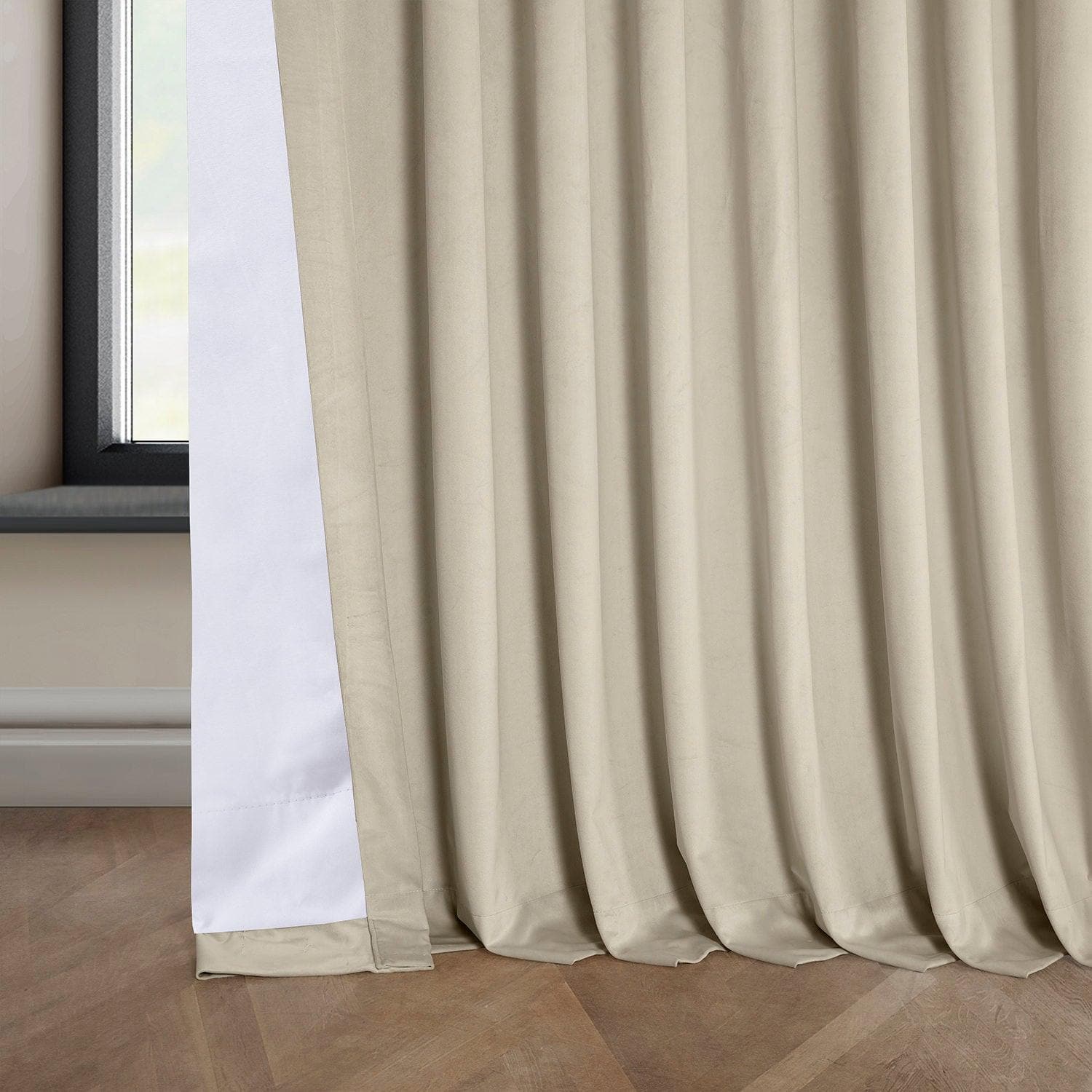 Light Beige Extra Wide Performance Linen Hotel Blackout Curtain