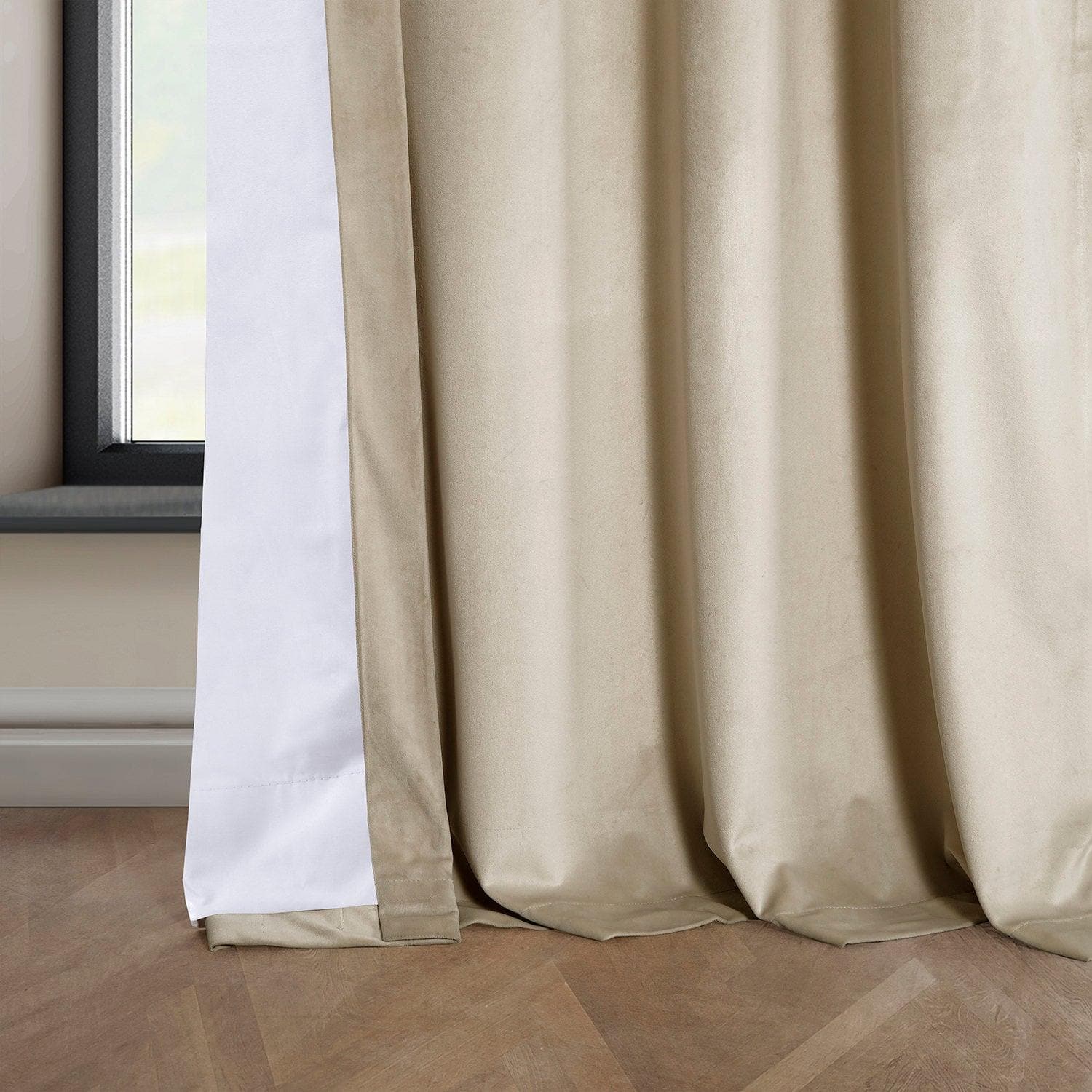 Angora Beige Signature Plush Velvet Hotel Blackout Curtain