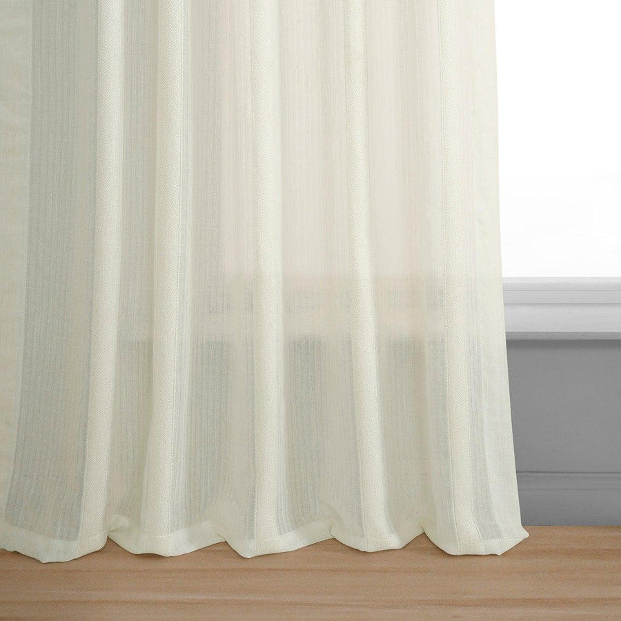 Antigua Cream Striped Linen Sheer Curtain - HalfPriceDrapes.com