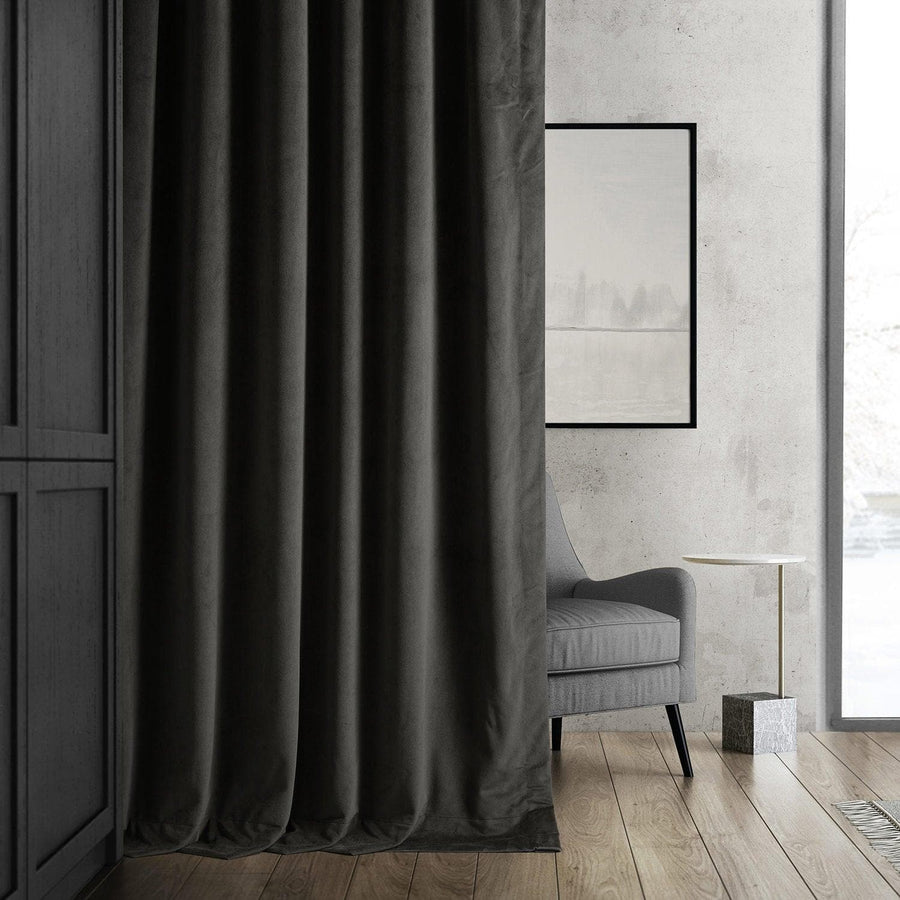 Colbalt Grey Signature Velvet Room Darkening Curtain Pair (2 Panels) - HalfPriceDrapes.com