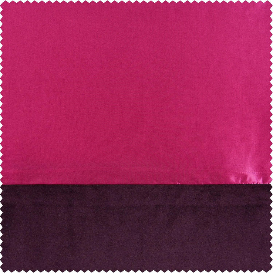 Banded Fuchsia Rose Faux Silk Taffeta & Winter Plum Plush Velvet Swatch - HalfPriceDrapes.com