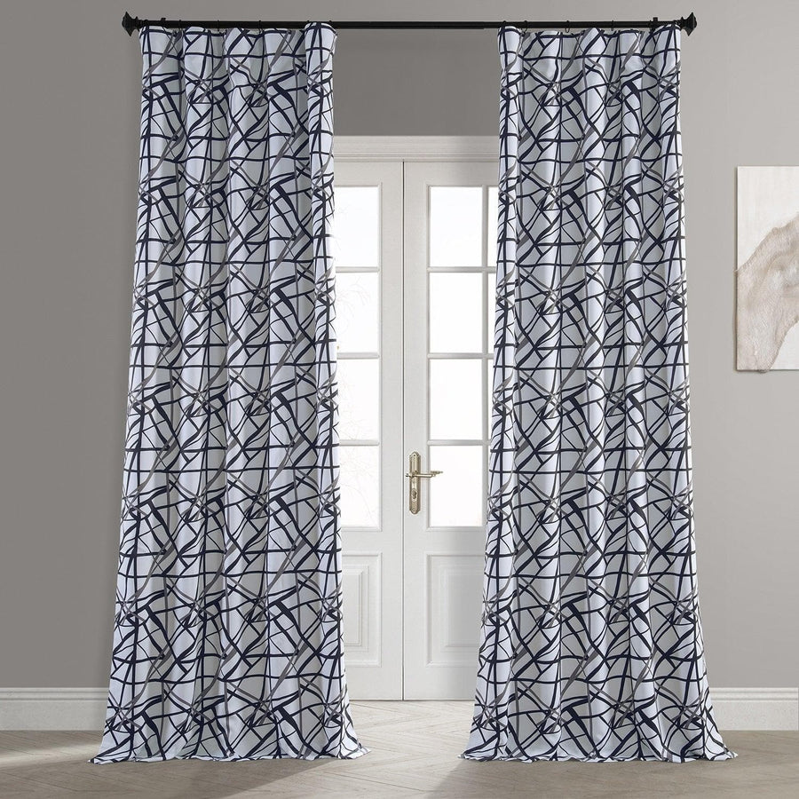 Gridlock Black Steel Room Darkening Curtain - HalfPriceDrapes.com