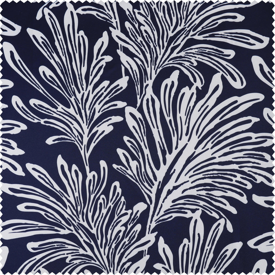 Flora Navy Printed Polyester Swatch - HalfPriceDrapes.com